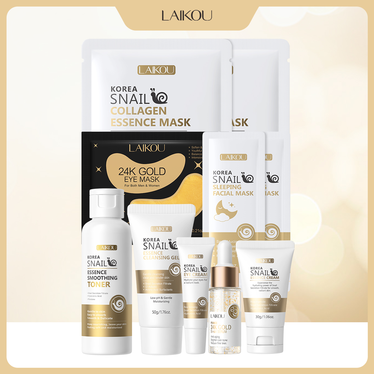 Luxury Skincare Kit - LAIKOU Snail 24K Gold Skincare Kit