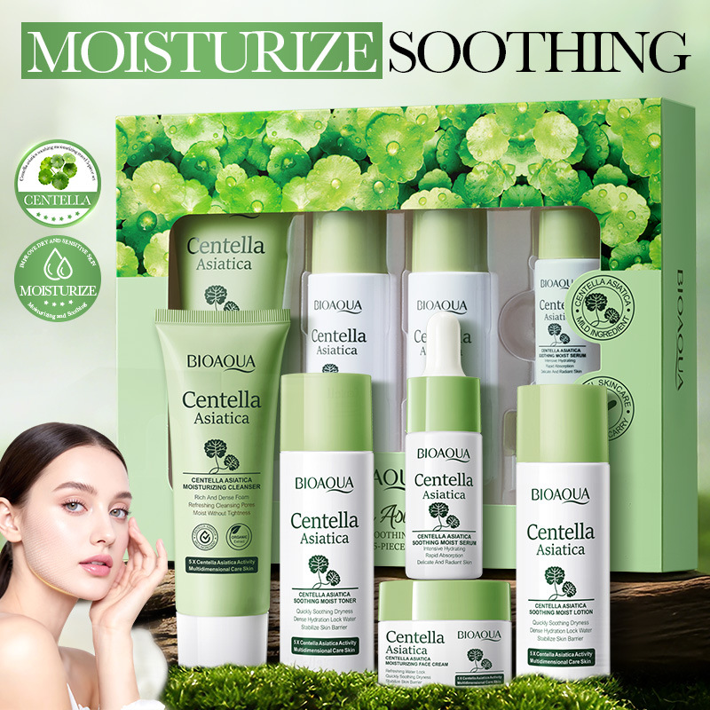 5pcs/set BIOAQUA Centella Asia - Luxury Skincare Kit ulasan dan harga